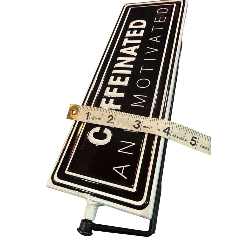 Double Sided Rotating Metal Kitchen Desk Sign Warning Needs Coffee Caffeinated - Picture 6 of 6